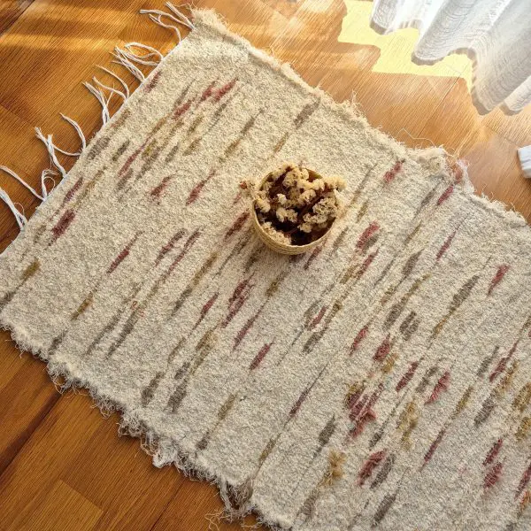 Small Cream and Pink Green Taupe Rug - 50x100cm - Soft Rug