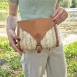 Straw Crossbody Bag With Leather Handle