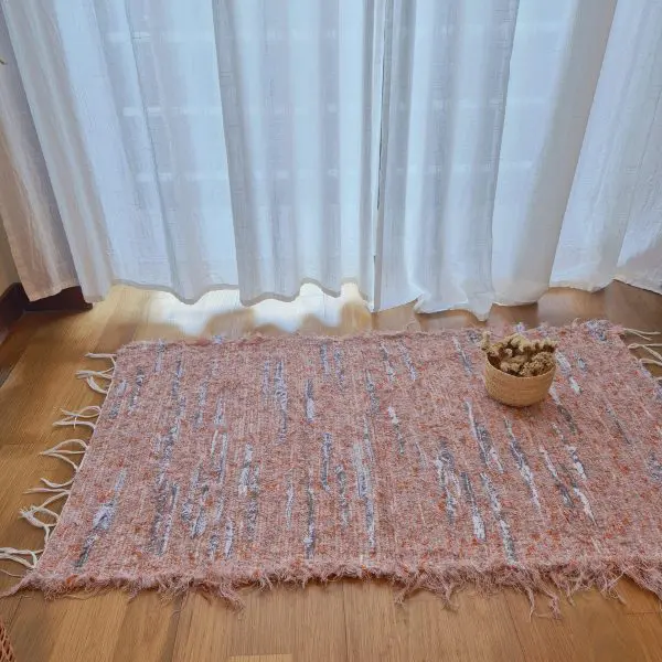 Small Pink Orange Grey Rug - 50x100cm - Soft Rug