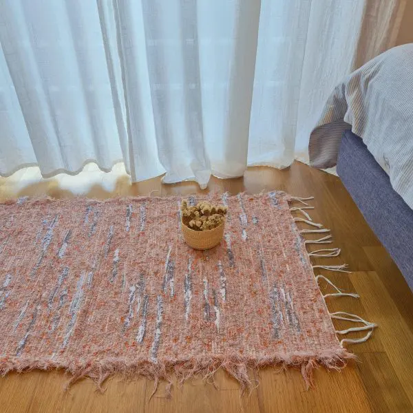 Small Pink Orange Grey Rug - 50x100cm - Soft Rug