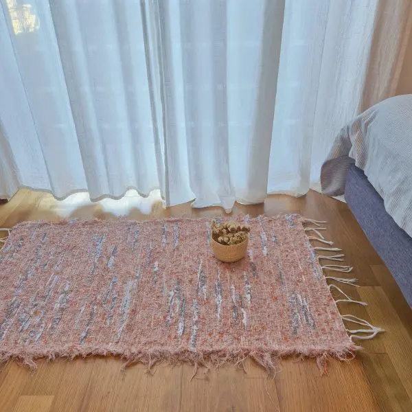 Small Pink Orange Grey Rug - 50x100cm - Soft Rug
