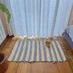 Small Striped Cream Grey Rug - 50x100cm - Soft Rug