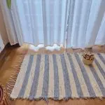 Small Striped Cream Grey Rug - 50x100cm - Soft Rug