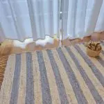 Small Striped Cream Grey Rug - 50x100cm - Soft Rug