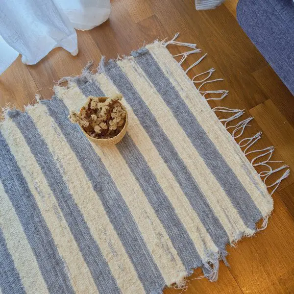 Small Striped Cream Grey Rug - 50x100cm - Soft Rug