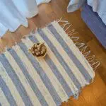 Small Striped Cream Grey Rug - 50x100cm - Soft Rug