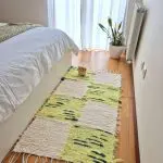 Medium Checkered Cream and Green Rug - 70x140cm - Soft Rug