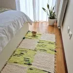 Medium Checkered Cream and Green Rug - 70x140cm - Soft Rug