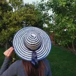 Straw Woman Hat Natural and Blue Straw