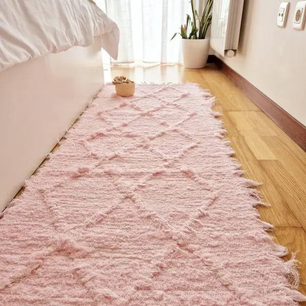 Runner Rug Light Pink Knotted - 50x200cm - Soft Rug