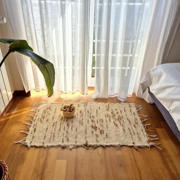 Small Cream and Pink Green Taupe Rug - 50x100cm - Soft Rug