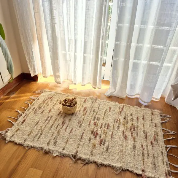 Small Cream and Pink Green Taupe Rug - 50x100cm - Soft Rug
