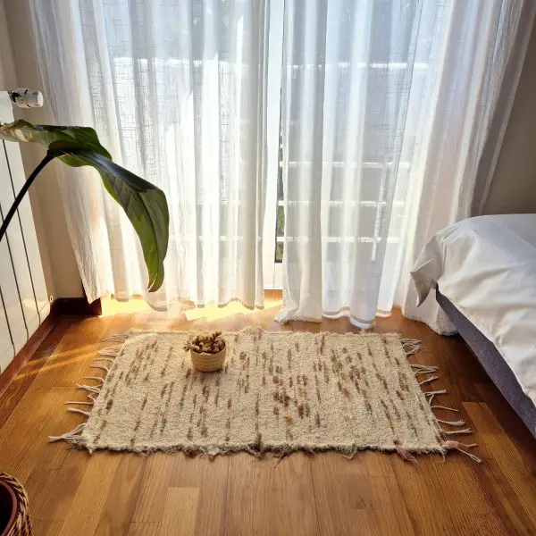 Small Cream and Pink Green Taupe Rug - 50x100cm - Soft Rug