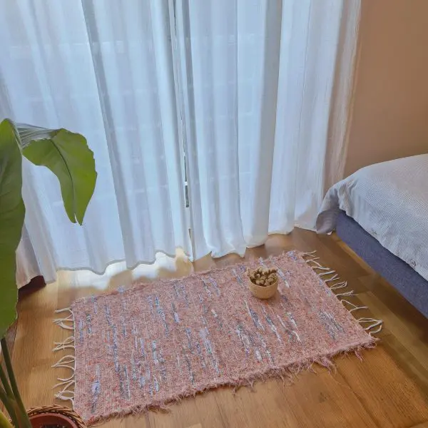 Small Pink Orange Grey Rug - 50x100cm - Soft Rug