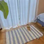 Small Striped Cream Grey Rug - 50x100cm - Soft Rug