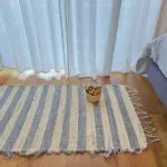 Small Striped Cream Grey Rug - 50x100cm - Soft Rug