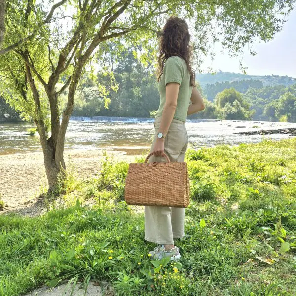Wicker Hand Bag - Suitcase Style