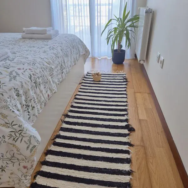 Long Rug Runner Striped Black Cream - 50x300cm - Soft Rug