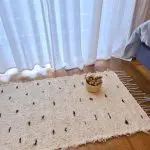 Small Cream Rug With Black Dots - 50x100cm - Soft Rug