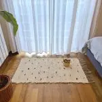 Small Cream Rug With Black Dots - 50x100cm - Soft Rug