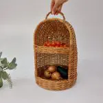 Wicker for Onion and Garlic Storage - 2 Tier Basket