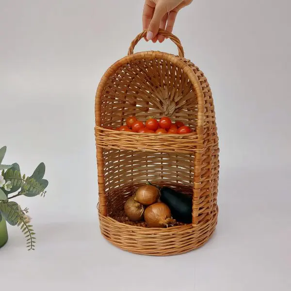 Wicker for Onion and Garlic Storage - 2 Tier Basket