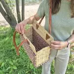 Reed Tote Bag With Leather Straps - Natural and Pink Straw