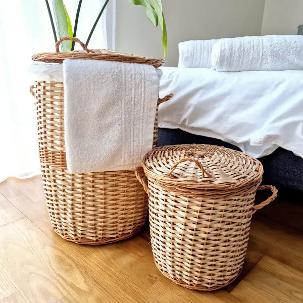 Round Woven Storage Basket With Lid
