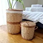 Round Woven Storage Basket With Lid
