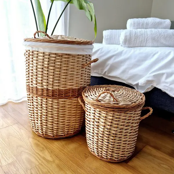 Round Woven Storage Basket With Lid