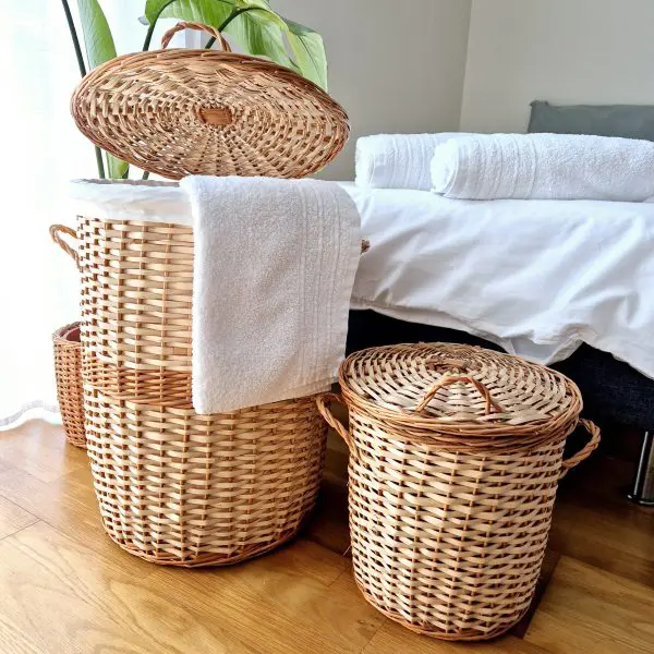 Round Woven Storage Basket With Lid
