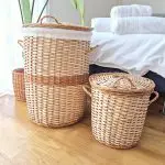 Round Woven Storage Basket With Lid
