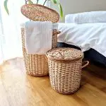 Round Woven Storage Basket With Lid