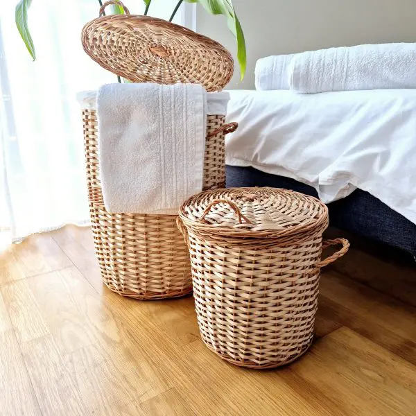 Round Woven Storage Basket With Lid