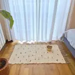 Small Cream Rug With Black Dots - 50x100cm - Soft Rug