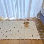 Small Cream Rug With Black Dots - 50x100cm - Soft Rug