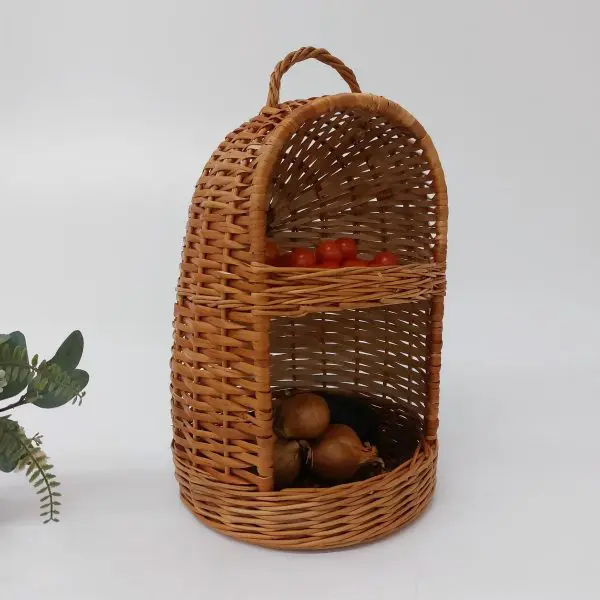 Wicker for Onion and Garlic Storage - 2 Tier Basket