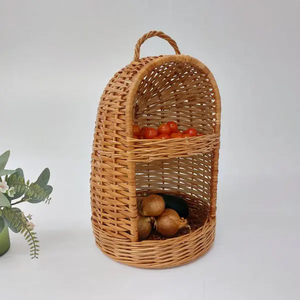 Wicker for Onion and Garlic Storage - 2 Tier Basket