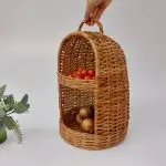 Wicker for Onion and Garlic Storage - 2 Tier Basket