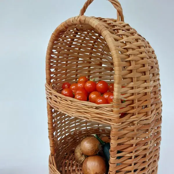 Wicker for Onion and Garlic Storage - 2 Tier Basket