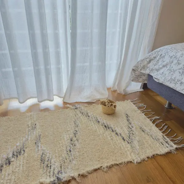 Small Cream Rug With Zigzag Pattern - 50x100cm - Soft Rug