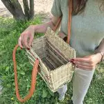 Reed Shoulder Bag With Leather Handle - Natural and Colorful Straw