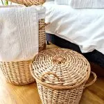 Round Woven Storage Basket With Lid