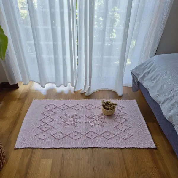 Small Light Pink Rug - 50x100cm - Knotted Rug