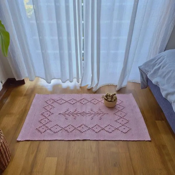 Small Rose Pink Rug - 50x100cm - Knotted Rug