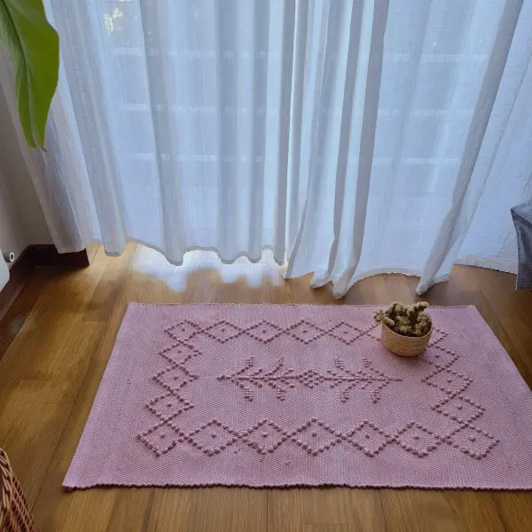 Small Rose Pink Rug - 50x100cm - Knotted Rug