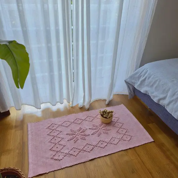 Small Rose Pink Rug - 50x100cm - Knotted Rug