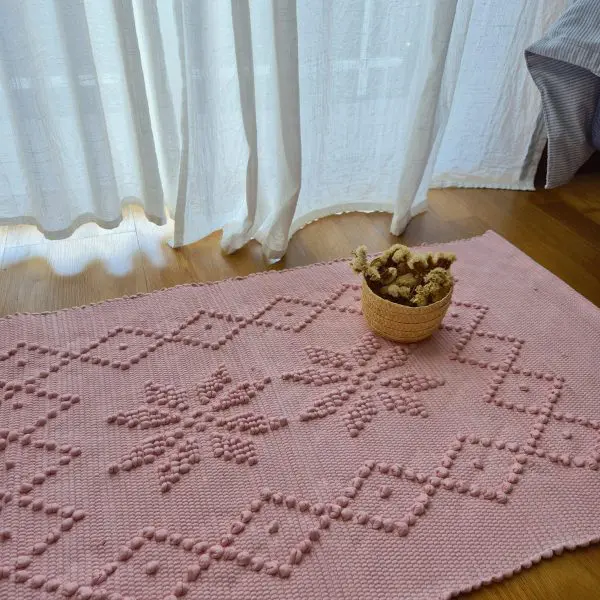 Small Rose Pink Rug - 50x100cm - Knotted Rug