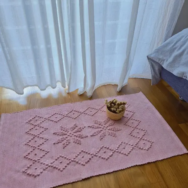 Small Rose Pink Rug - 50x100cm - Knotted Rug