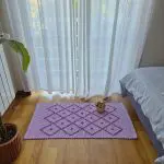 Small Pink and White Striped Rug - 50x100cm - Knotted Rug